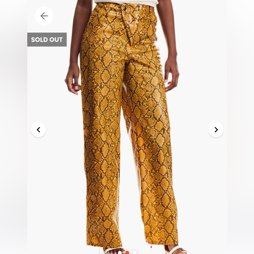 Vintage Missguided Yellow Snake Print Wide-Leg Pants